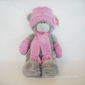 Chapeau de laine en peluche Ours rose